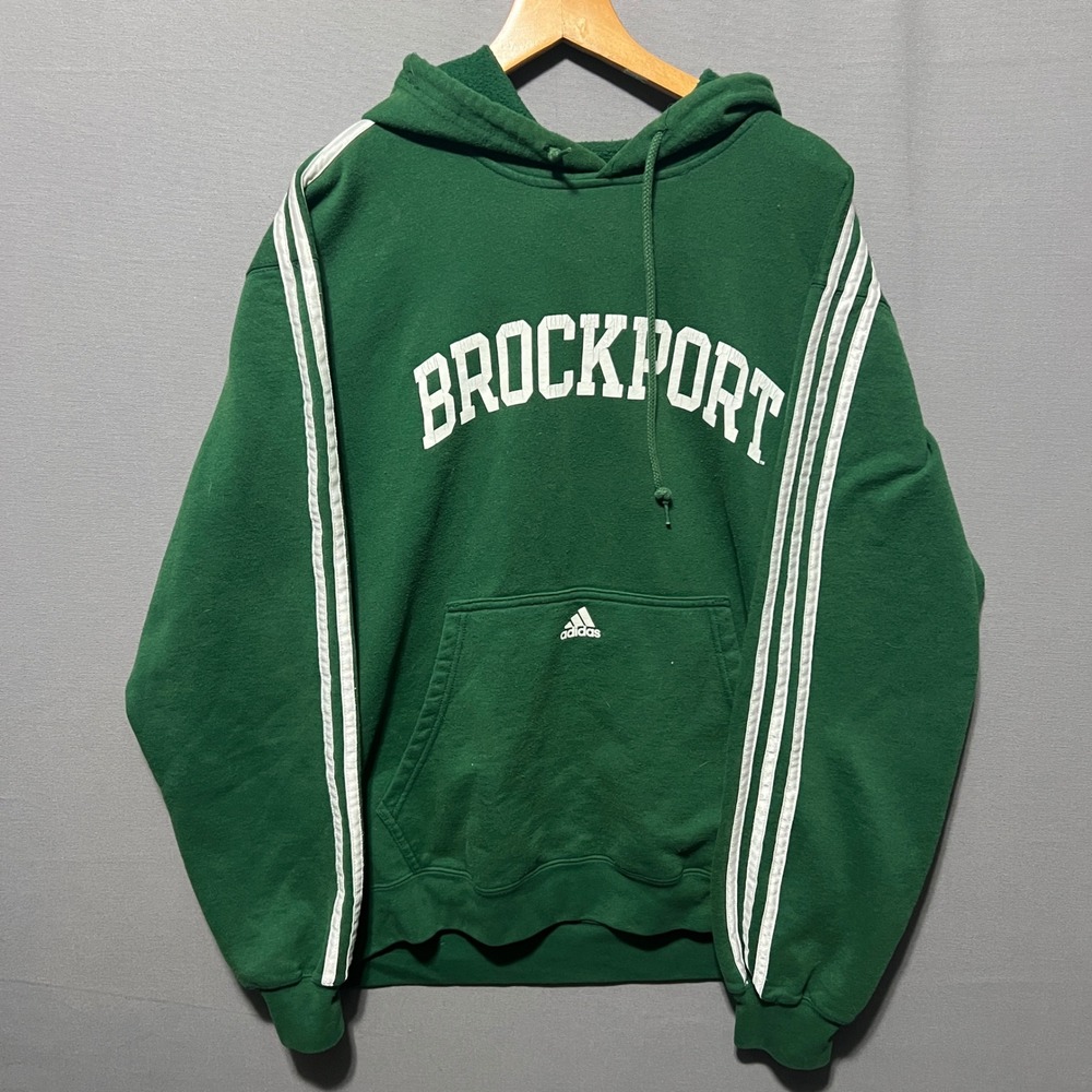 Adidas Mens Brockport Hoodie Green 3-Stripe Graphic Sweatshirt Large SKU22